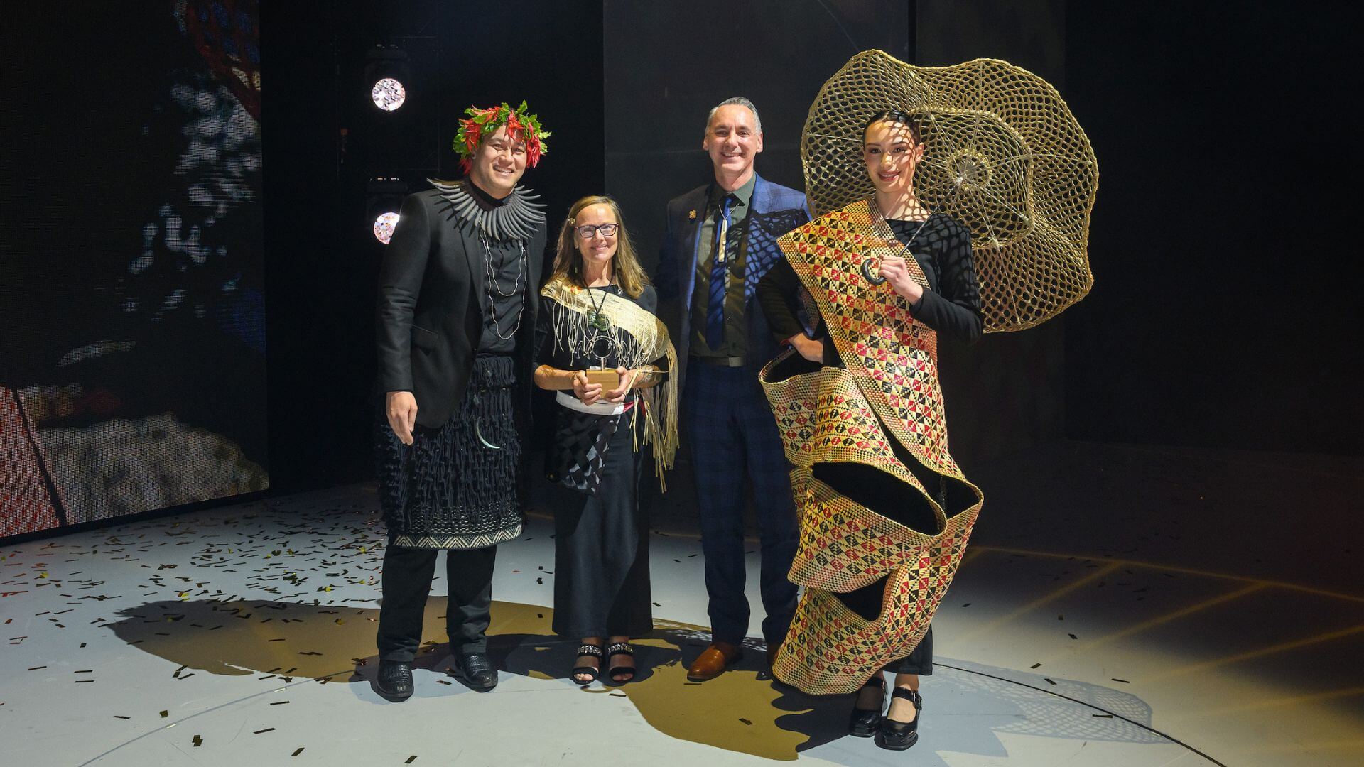 Isaac Te Awa, Anna Hayes-Moeau, Karl Chitham & Ko Au Ko Harakeke, Ko Harakeke Ko Au at the 2025 WOW Show RISE Awards